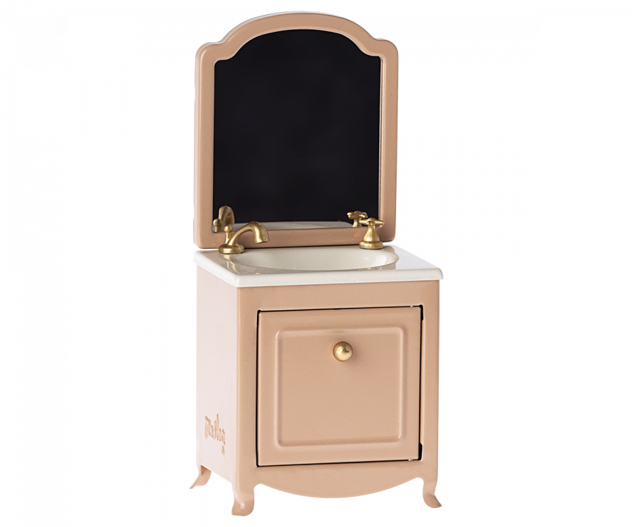 Mouse Sink with Mirror in Dark Powder: Dollhouse Furniture