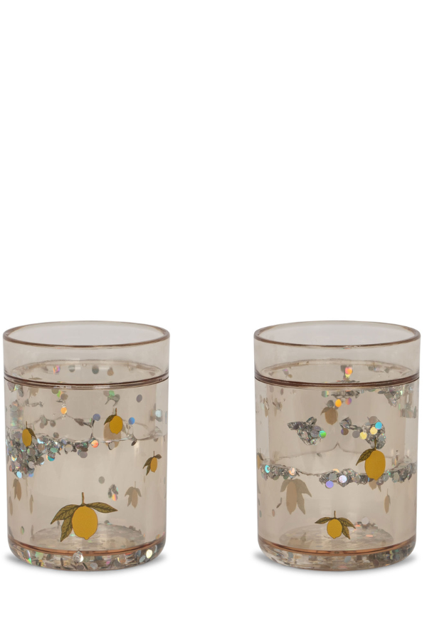 Konges Slojd Glitter Cups, 2 pack - Lemon: Sparkling Drinkware