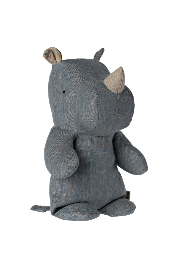 Rhino Small Soft Toy in Blue/Sand: Plush for Kids