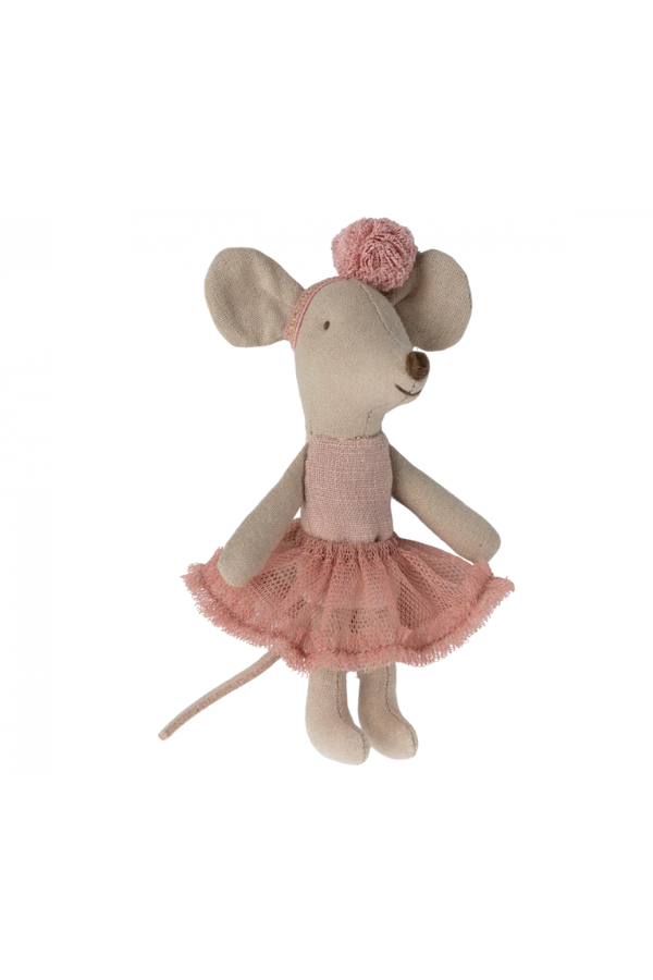 Maileg Ballerina Mouse Little Sister Rose Toy - Delightful Pink Mouse Toy in Ballerina Attire