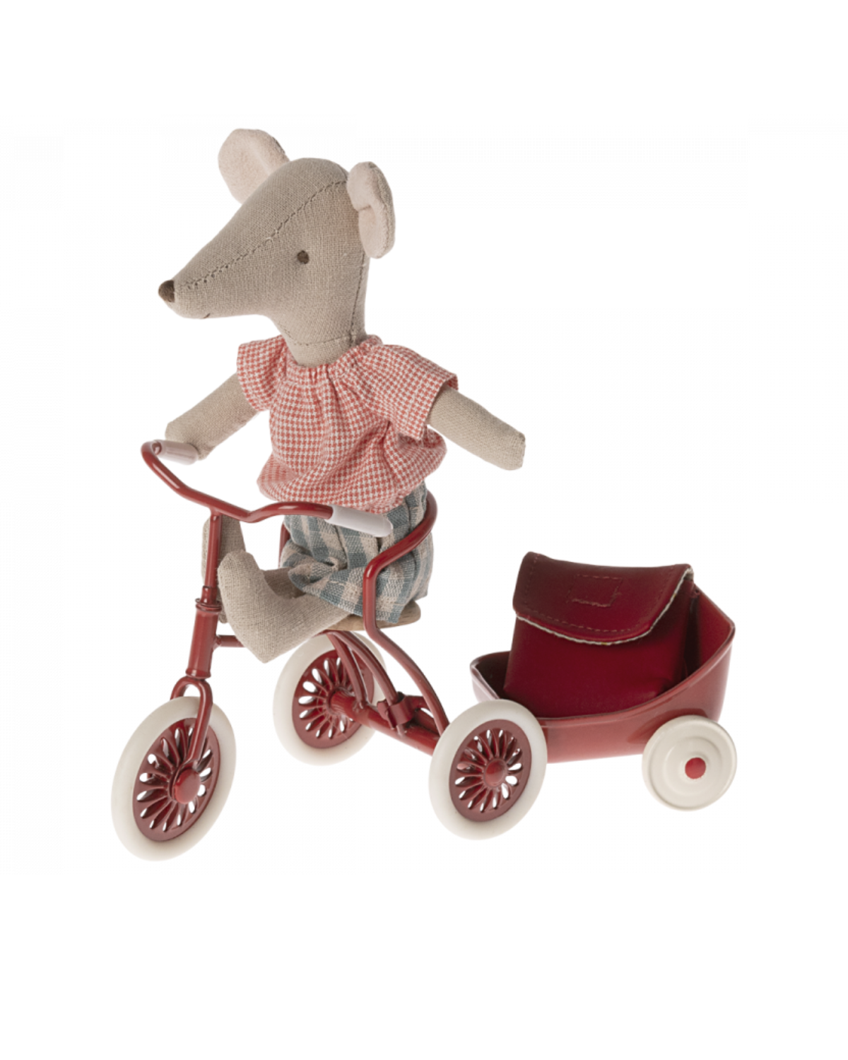 Maileg Big Sister Red Tricycle Mouse: Dollhouse Accessory