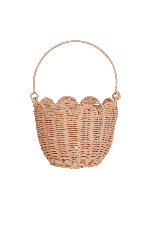 Rattan Tulip Carry Basket Seashell Pink: Stylish Storage and Tote Solution