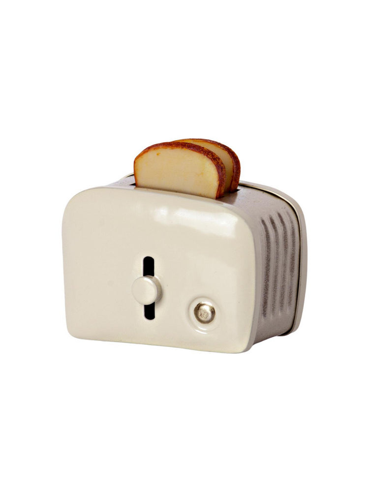 Miniature Toaster & Bread in Off-White: Dollhouse Breakfast Charm
