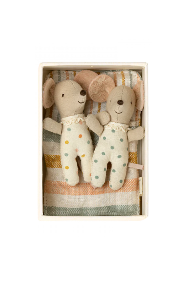 Baby Twins in Box - Adorable Maileg Doll Set for Kids, Cute Toys
