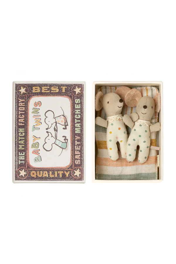 Cute Toys: Baby Twins in Box - Adorable Maileg Doll Set for Kids