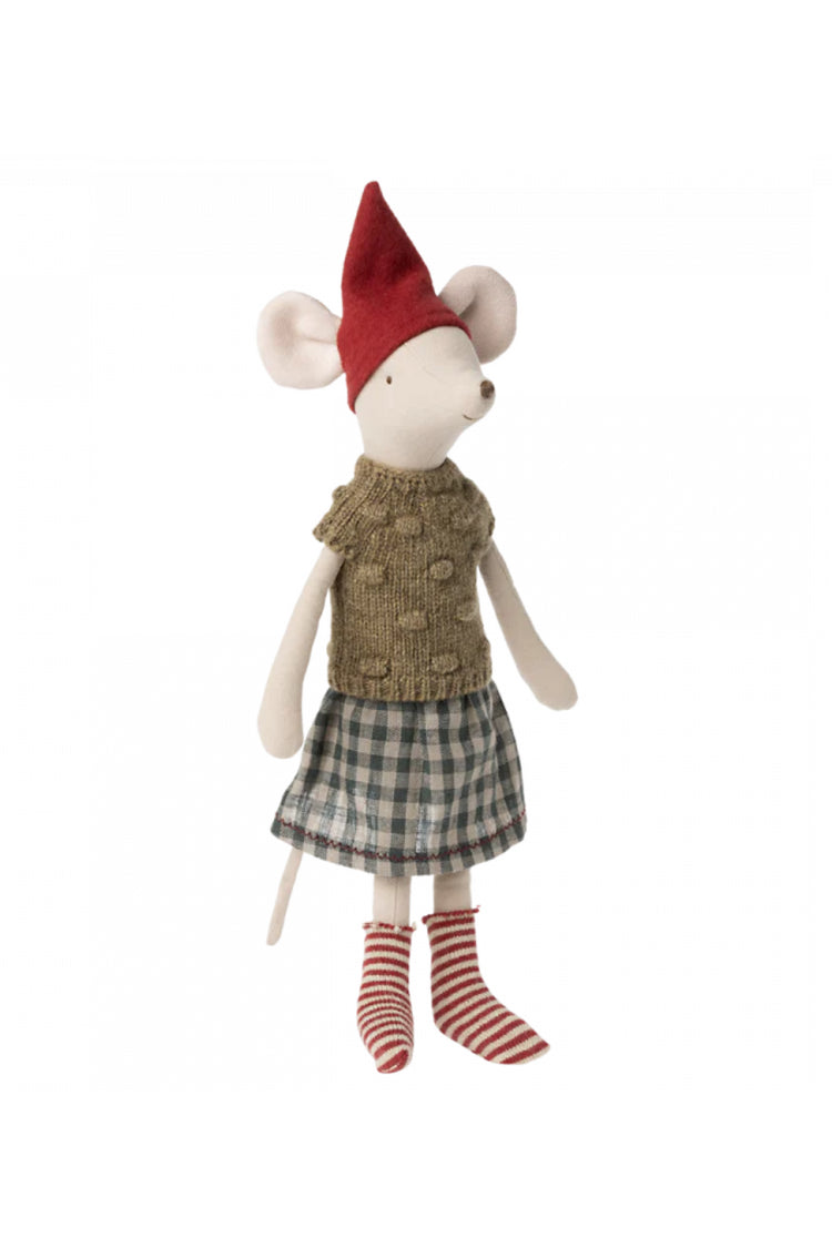 Maileg Christmas Medium Girl Mouse - Festive Dollhouse Decor