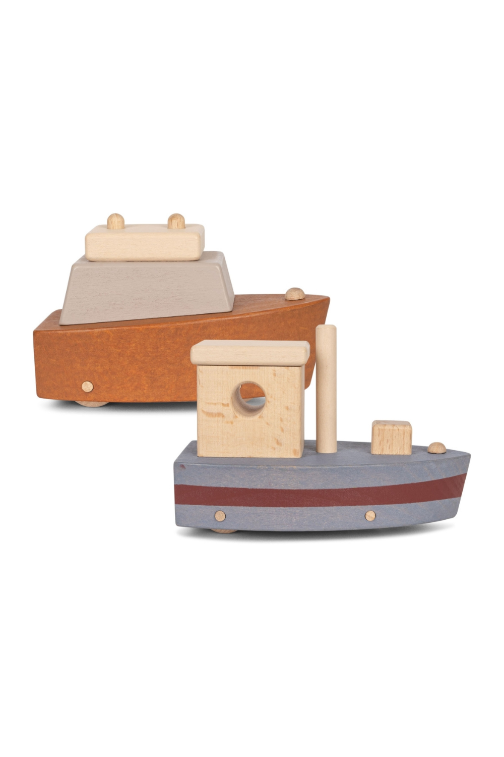 Rolling Wooden Boats (2 pack): Nautical Adventure Toys