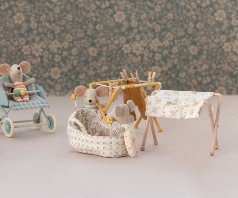 Maileg Nursery Table, Baby Mouse - Rose: Dollhouse Essential
