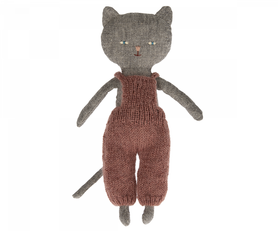 Grey Kitten in Overalls - Charming Maileg Dollhouse Decor