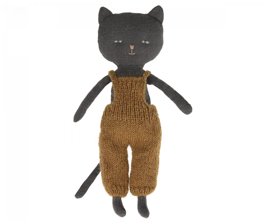 Black Kitten in Overalls - Charming Maileg Dollhouse Decor