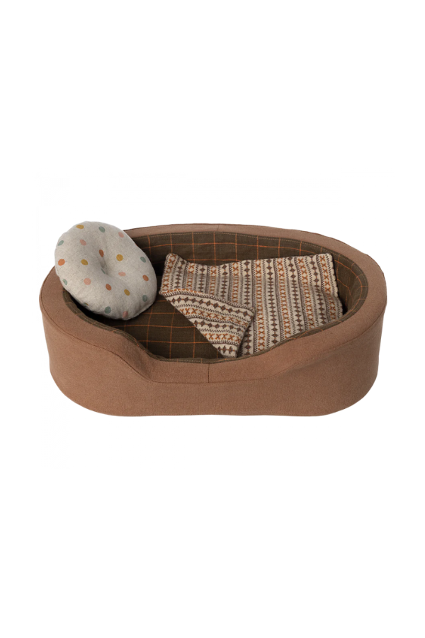 Brown Maileg Dog Basket - Charming Dollhouse Pet Accessory