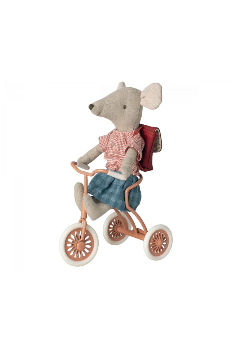 Maileg Big Sister Tricycle Mouse with Backpack: Red