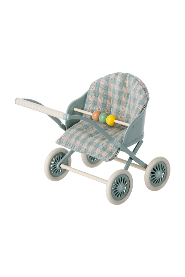Maileg Baby Stroller - Mint: Dollhouse Nursery Accessory