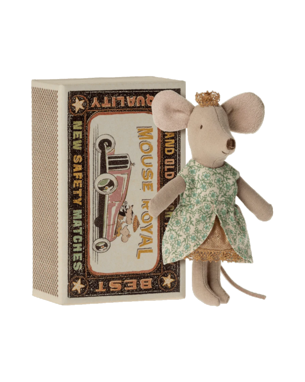 Maileg Little Sister Princess Mouse in Matchbox: Dollhouse Delight