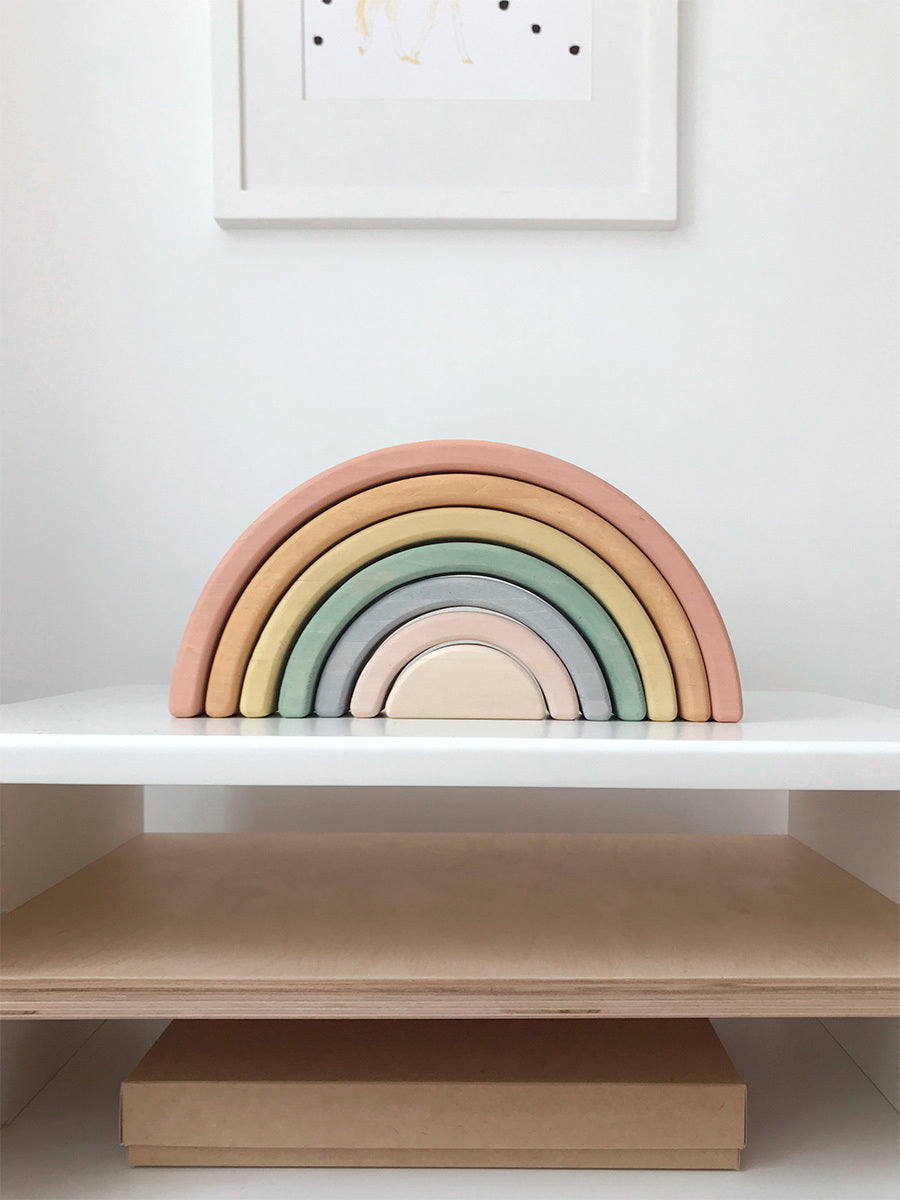 Wooden Rainbow Mini Arch Stacking Toy - Pastel – Allen Rose