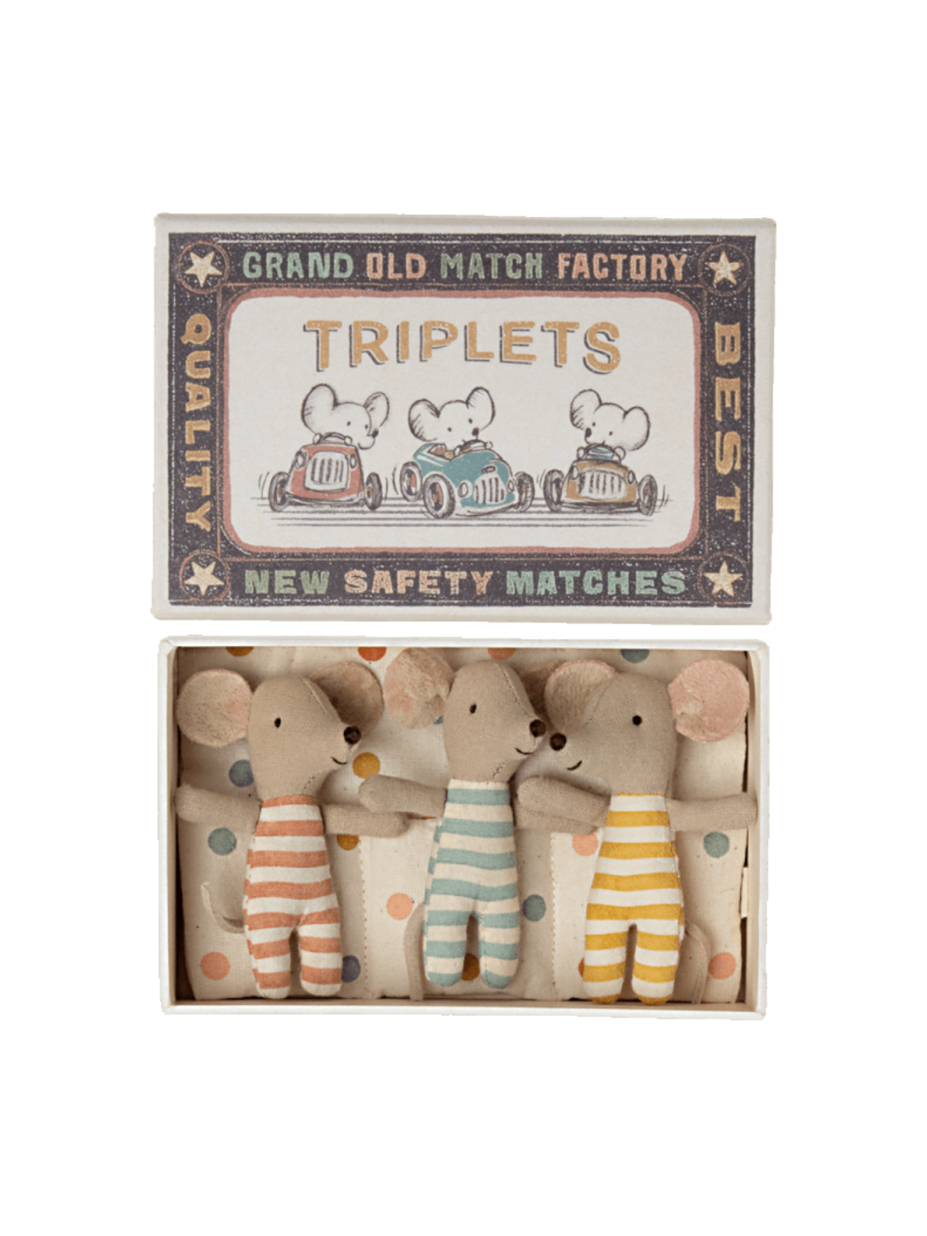 Maileg Baby Triplets in a Box - Adorable Dollhouse Set