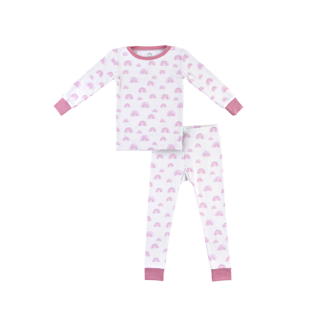 Toddler/Kids Bamboo Pajamas - Pink Rainbow