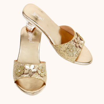Slipper High-heel Ellina (gold) Costume Accessory for Kids - Carnival & Festive Use