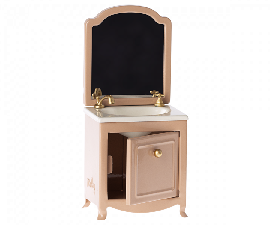 Mouse Sink with Mirror in Dark Powder: Dollhouse Furniture