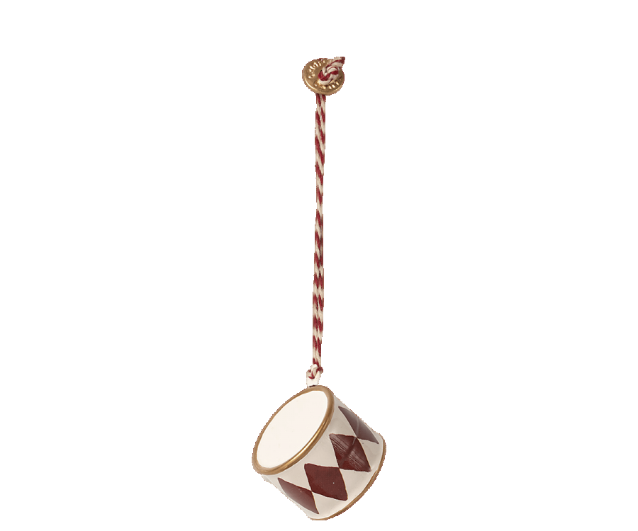 Small Drum Ornament, Red - Metal