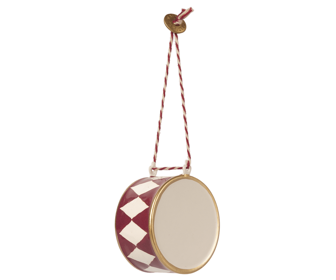Large Drum Ornament, Red - Metal