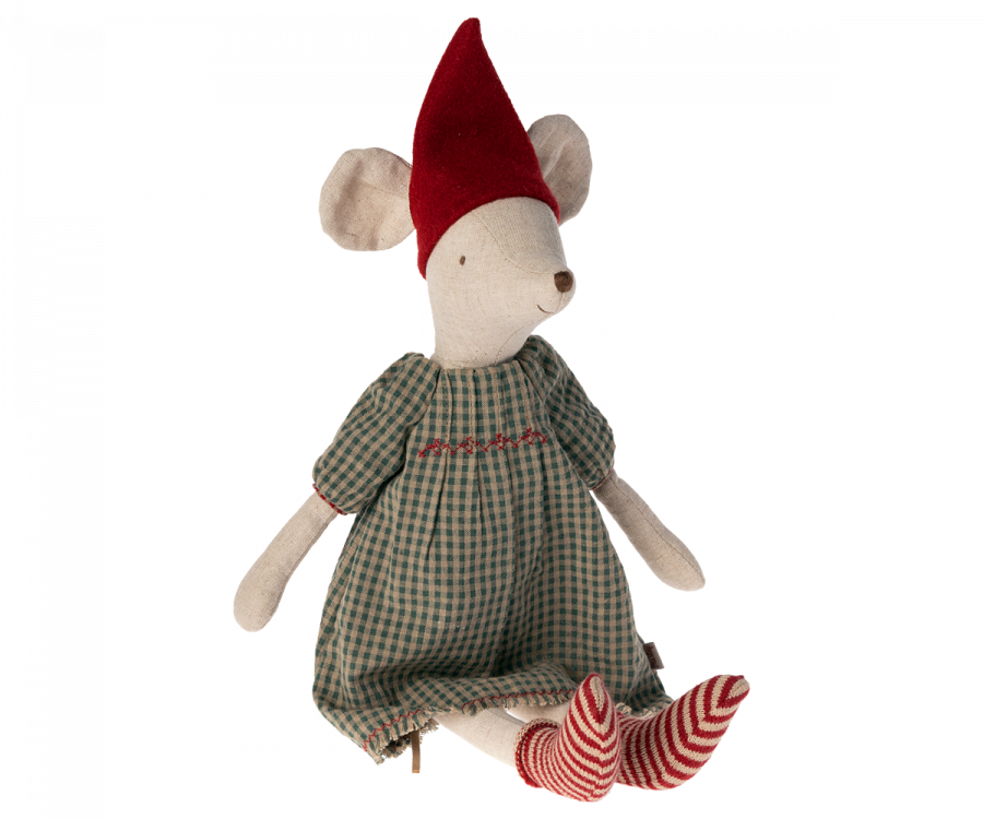 Maileg Medium Christmas Mouse, Girl - Dress