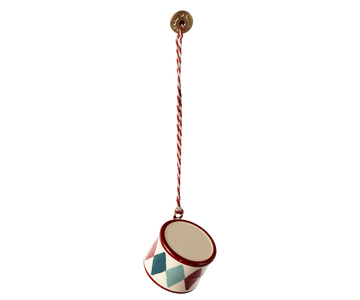 Metal ornament, Small drum - Classic red