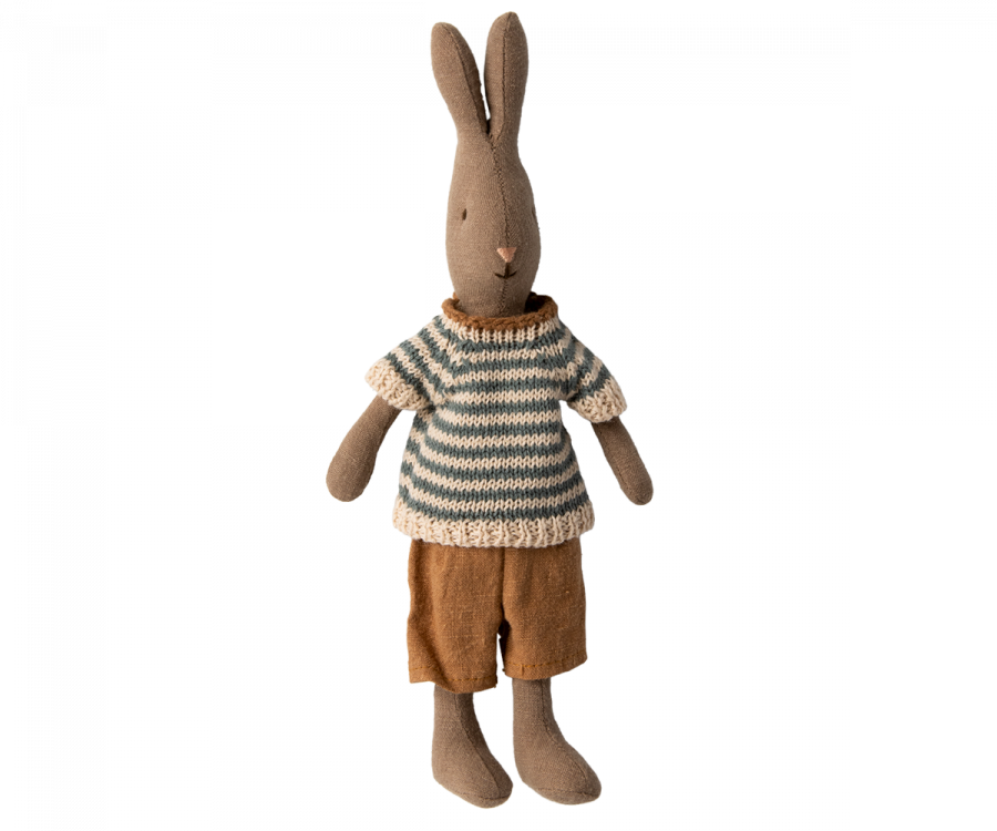 Adorable Maileg Rabbit Size 1 Outfit - Brown Shirt & Shorts