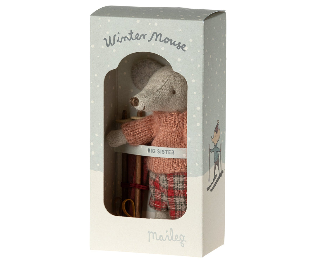 Maileg Winter Mouse with Ski Set: Big Sister's Snowy Fun