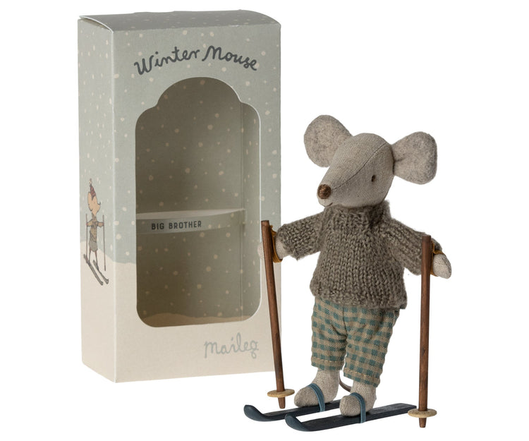 Charming Maileg Winter Mouse: Big Brother's Skiing Expedition