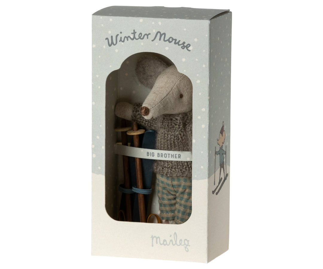 Maileg Winter Mouse with Ski Set: Big Brother Adventure