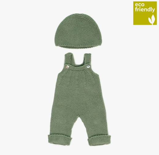 Knitted Doll Outfit 15” – Overall & Beanie Hat