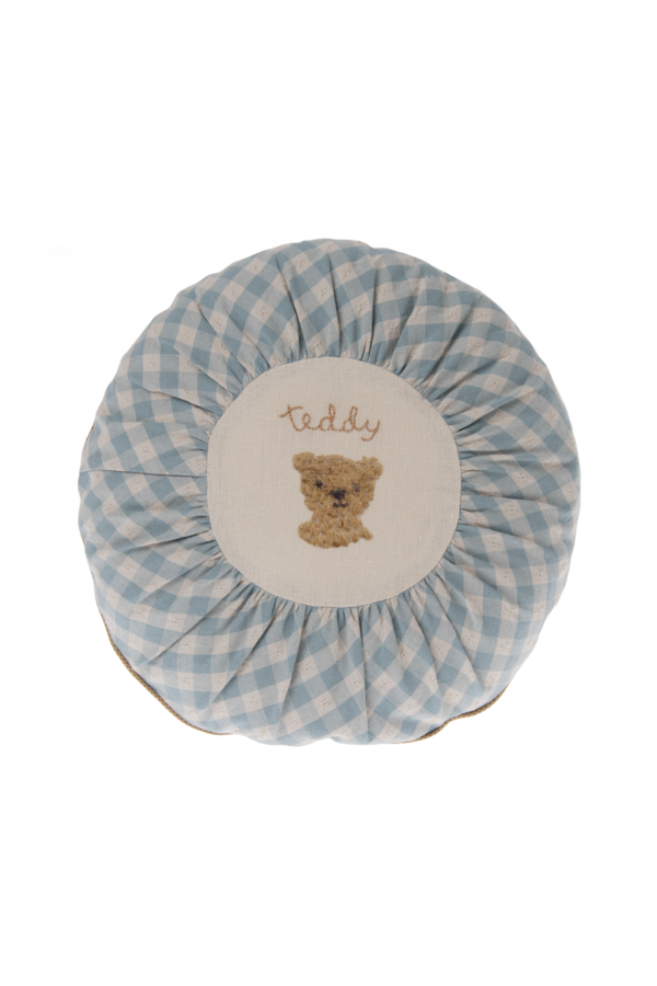 Small Checked Teddy Cushion - Cozy Decor for Kids' Rooms