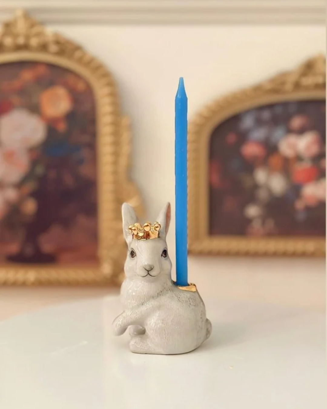 Royal White Rabbit Cake Topper