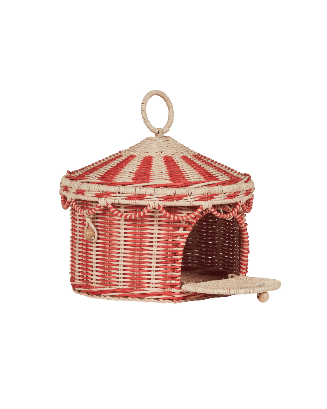 Handmade Red and Straw Home Decor Basket - Circus Tent