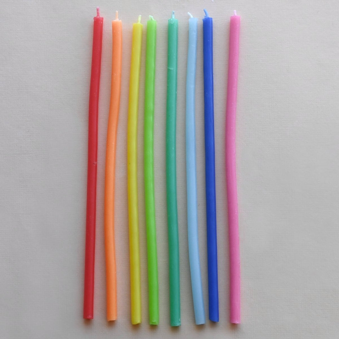 Rainbow Beeswax Birthday Candle Set of 8