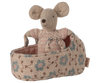Baby mouse in carry cot - Rose