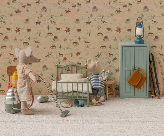 Vintage single bed, Mouse - Mint