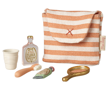Tooth brush set in bag, Mouse - Coral stripe