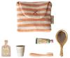 Tooth brush set in bag, Mouse - Coral stripe