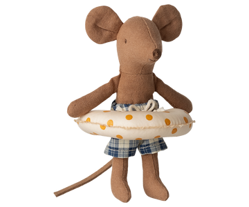Beach mouse with float, Little brother - Yellow dots