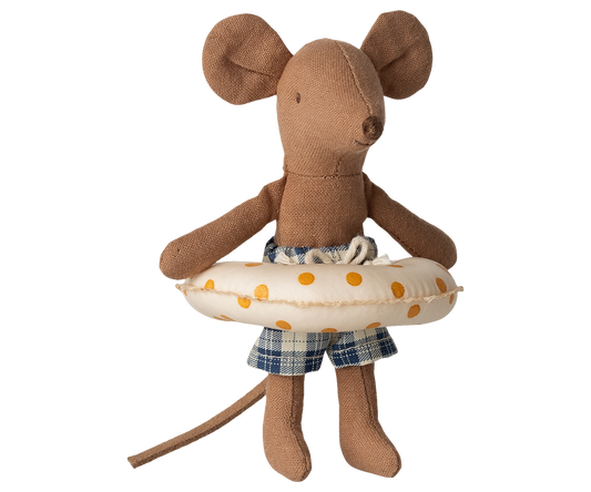 Beach mouse with float, Little brother - Yellow dots