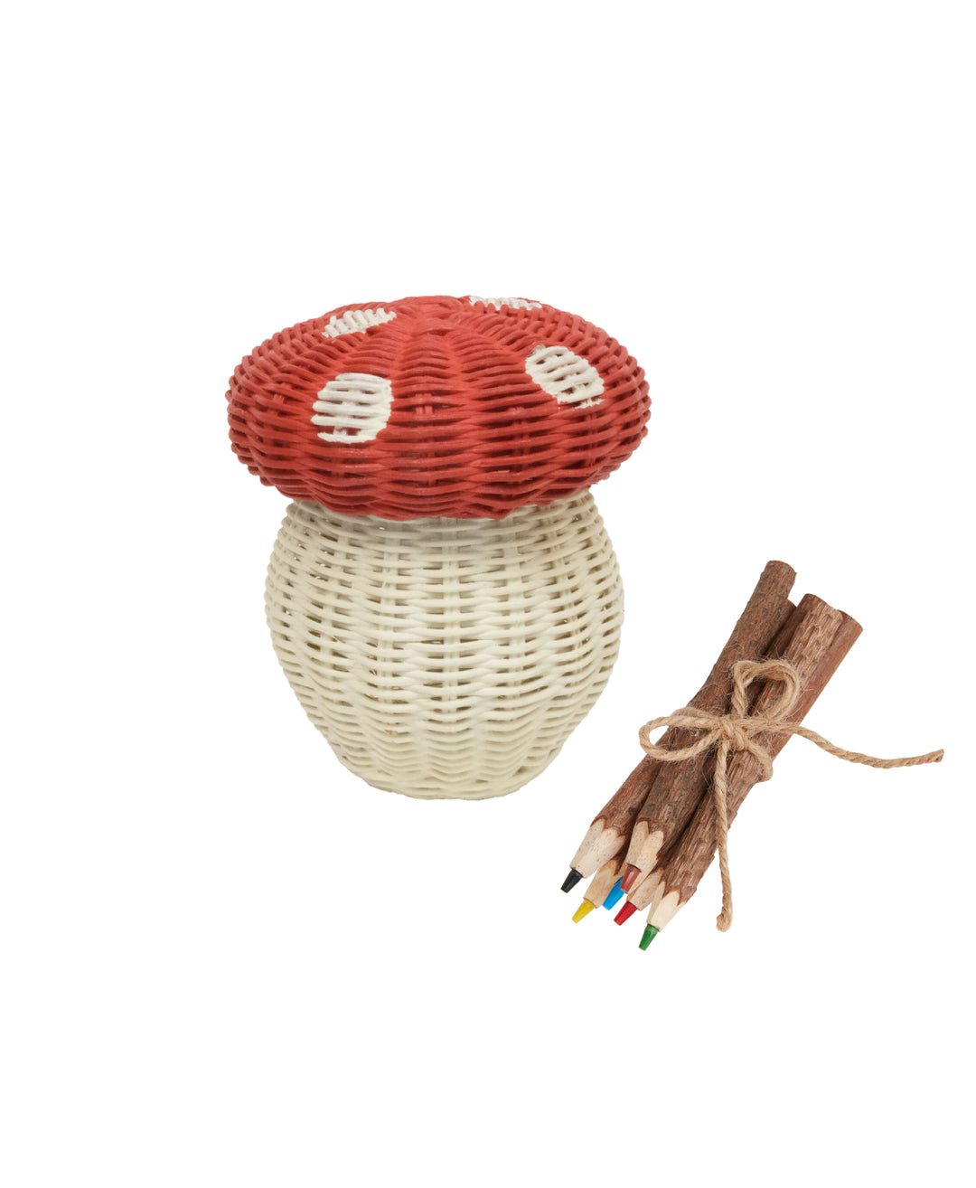 Toadstool Basketwith Pencils - Red and Chalk