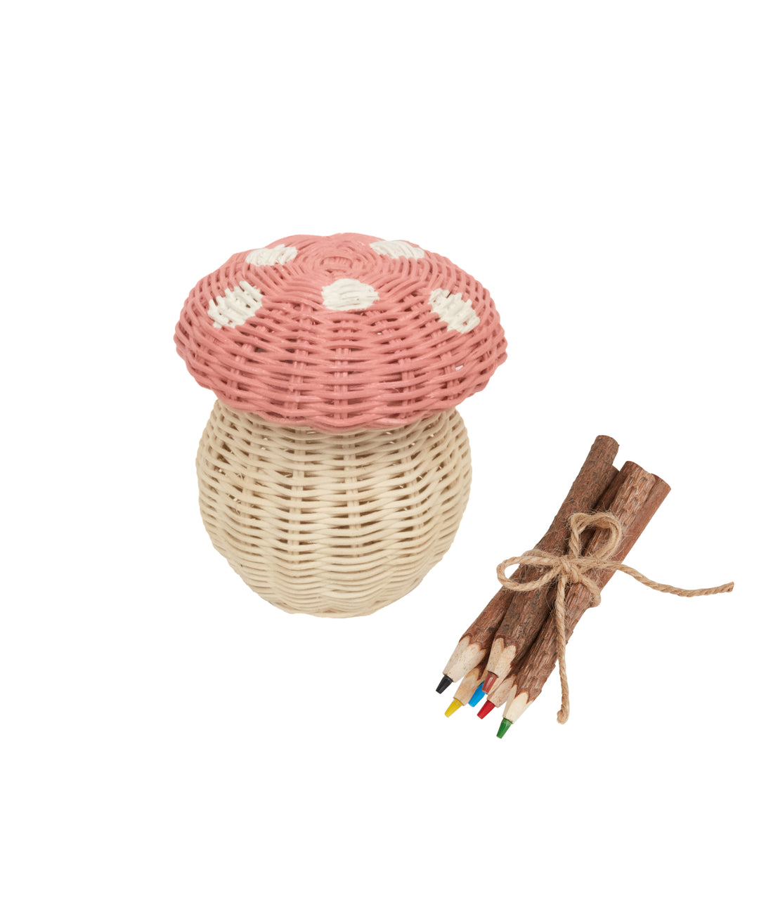 Toadstool Basket and Pencils - Musk and Straw