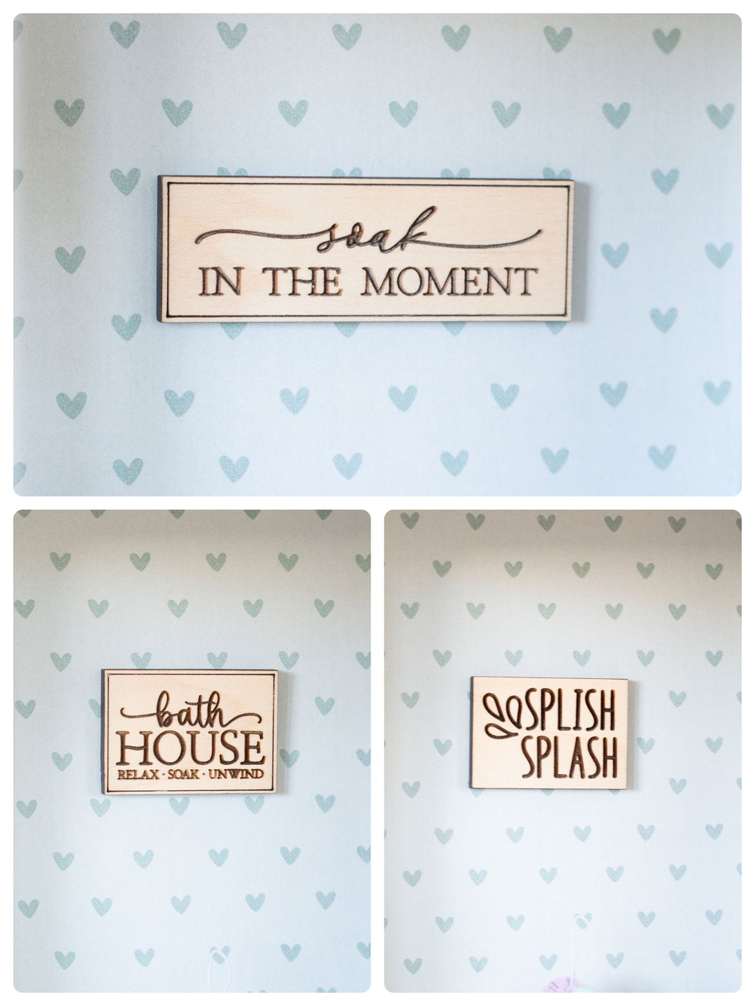 Bathroom Wood Wall Signs | Three Styles