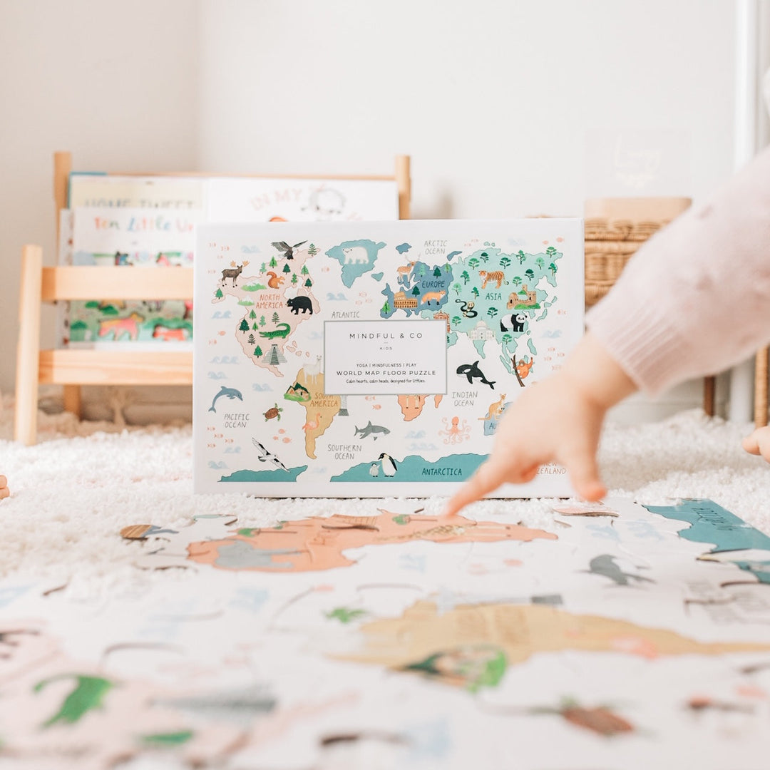 World Map Floor Puzzle by Mindful And Co Kids USA