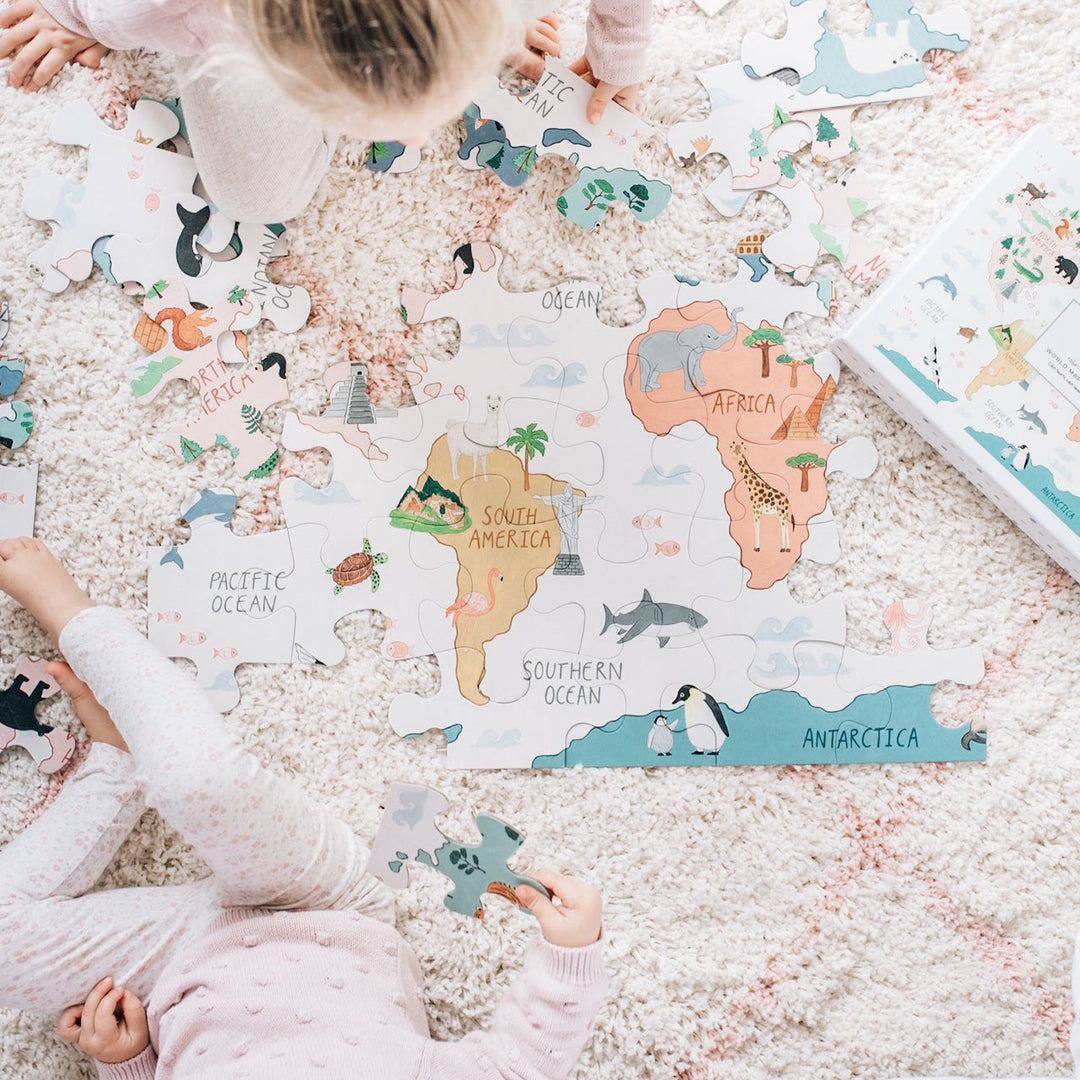 World Map Floor Puzzle by Mindful And Co Kids USA