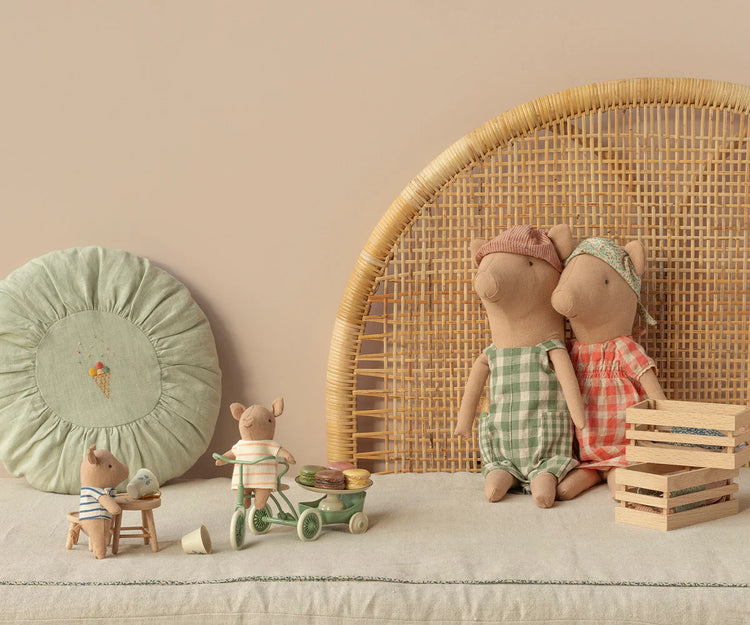 Discover the adorable Maileg Pig in Box, Baby - Boy, a delightful addition to your dollhouse farm collection