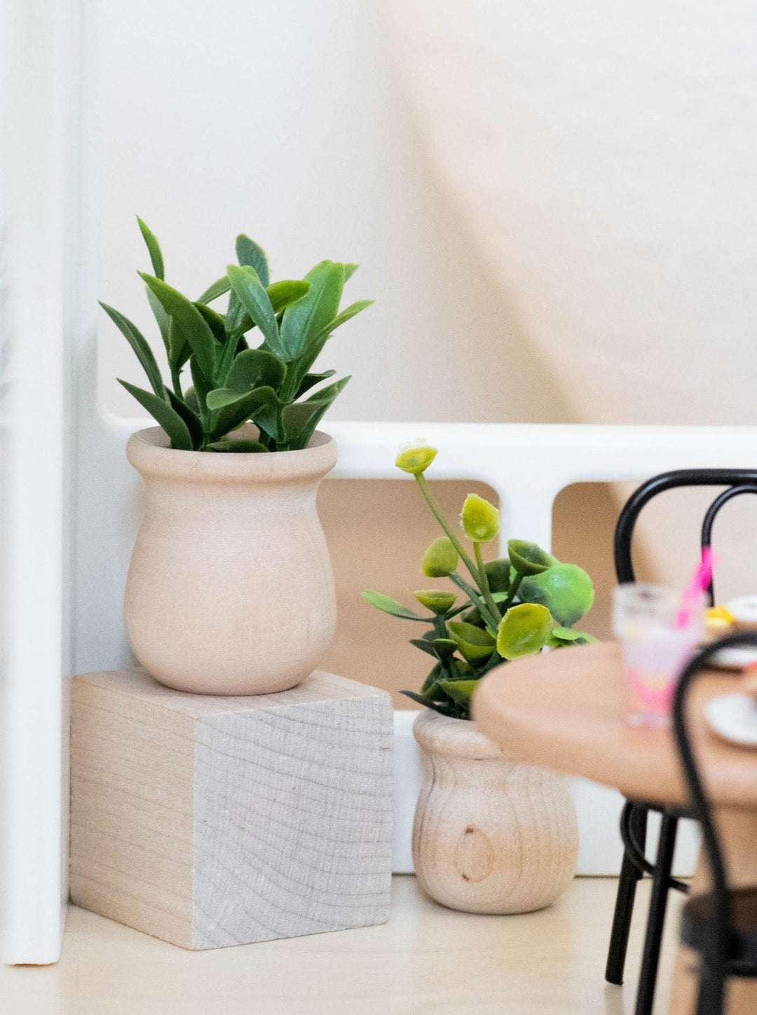 Cube Accent Table & Plant Stand | Natural Wood