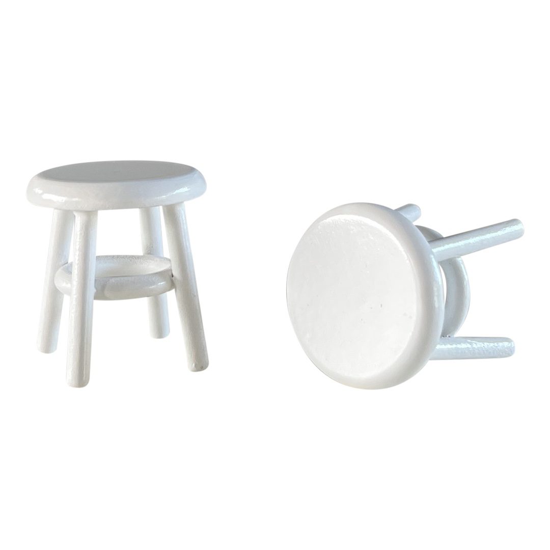 Wood Stool | White